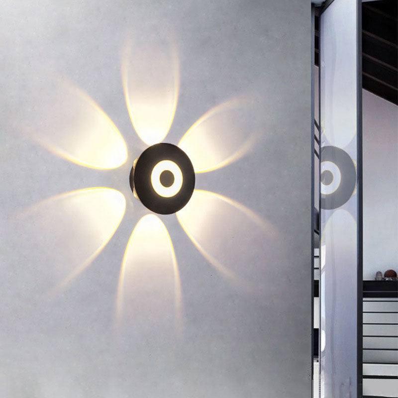 Lámpara de pared LED con pantalla redonda de aluminio escandinavo contemporáneo para patio exterior | Brehn