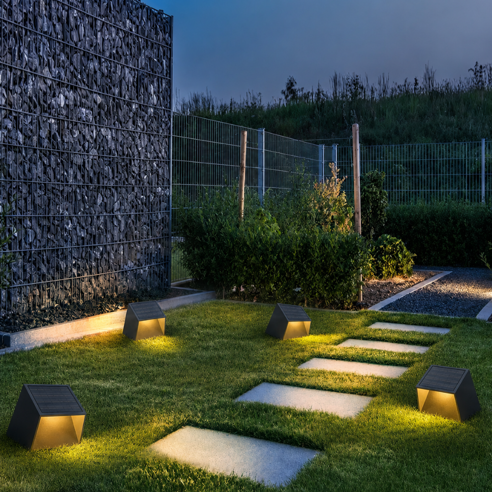 Lámparas de Camino Solar Modernas para Exteriores - Iluminación de Jardín de Acero Inoxidable con Control Remoto