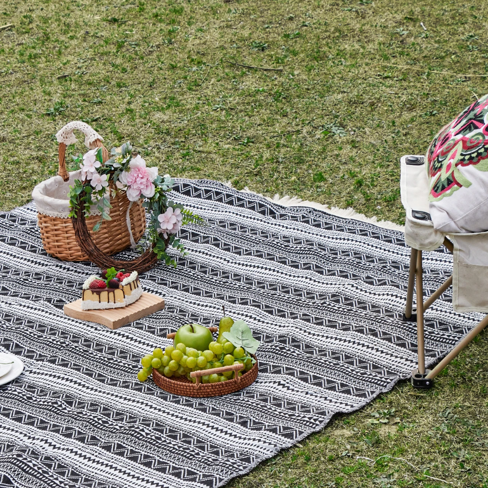 Manta de Picnic Tejida con Patrón de Rayas