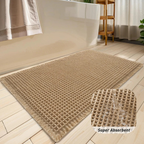 Alfombrilla de Baño Super Absorbente Waffle | Alfombra de Microfibra Antideslizante con Borlas