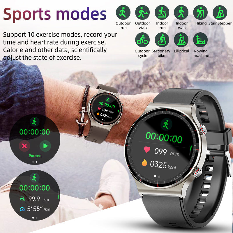 Reloj inteligente médico EKG | Certificado CFDA | Biosensor de alta precisión 512Hz | Monitoreo de SpO2 y frecuencia cardíaca | Análisis de respiración basado en IA | IP67 a prueba de agua