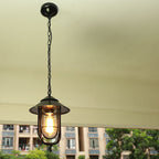 Lámpara colgante exterior industrial vintage de aluminio con cristal, 1 luz, a prueba de agua
