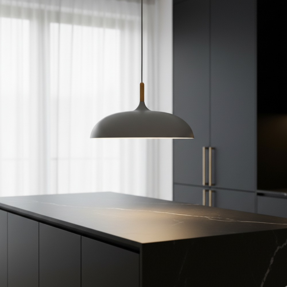Lámpara Colgante Haft - Iluminación de Cocina Escandinava con Madera y Hierro
