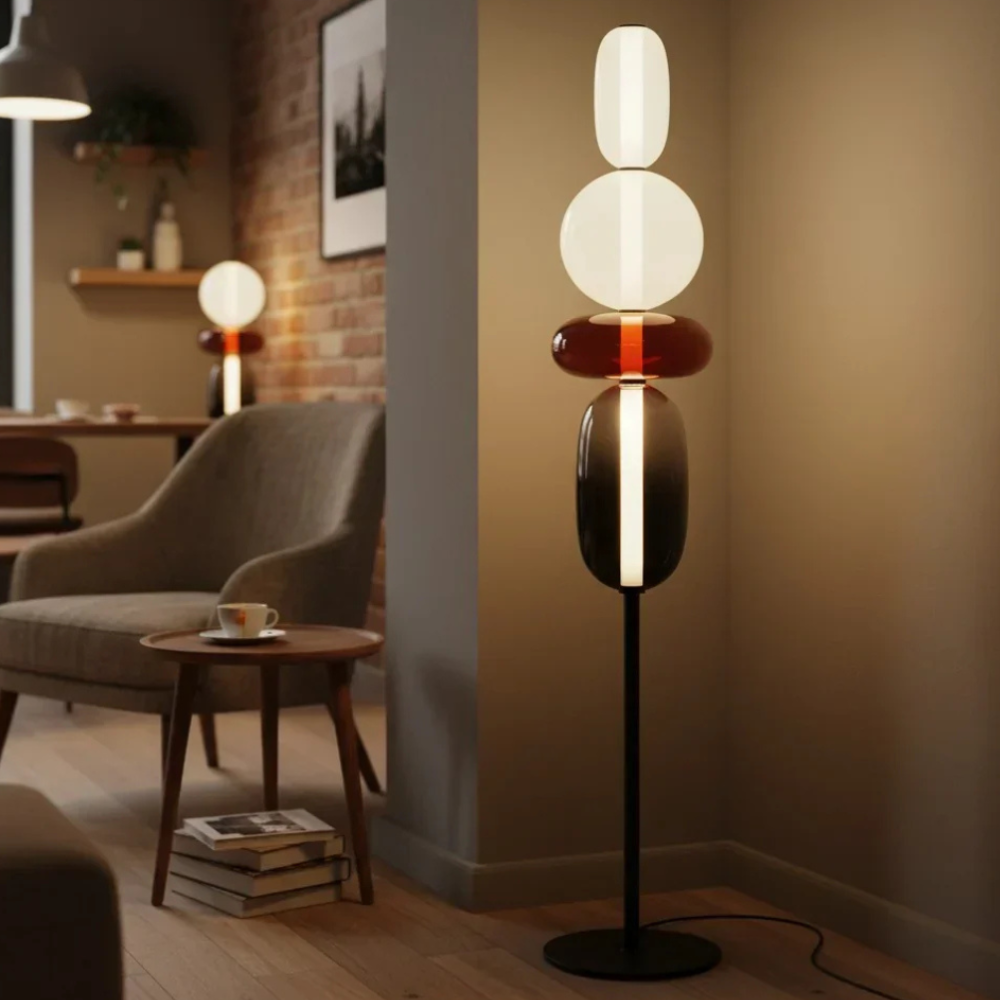 Solenne | Lámpara de Pie Moderna de Vidrio Elegante con Diseño Escultural LED para Salón