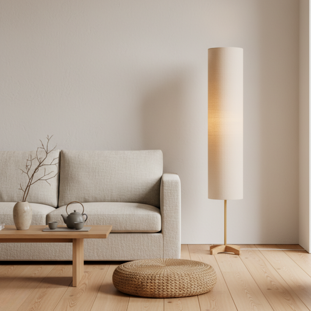 Lámpara de Pie Nomi Modern Gold - Diseño Escandinavo-Japonés para Sala de Estar o Dormitorio