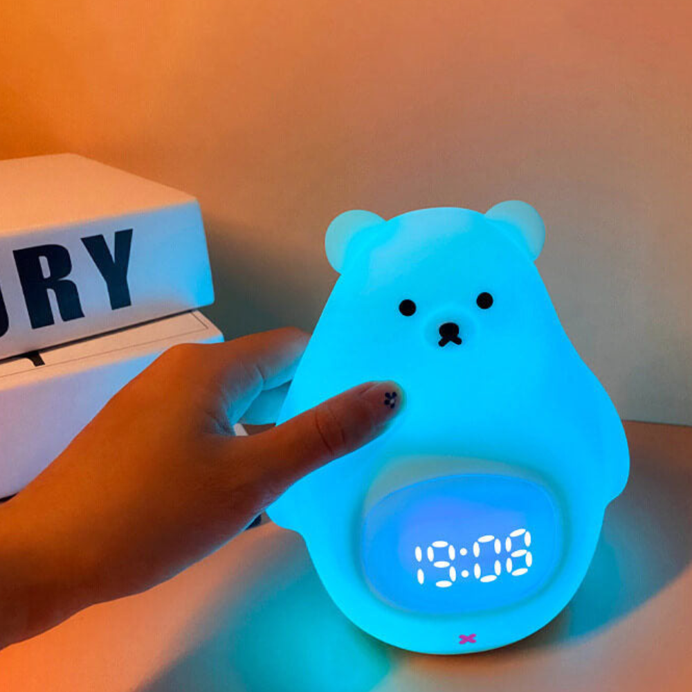 Reloj Despertador con Luz Nocturna de Oso Polar y Suave Iluminación LED