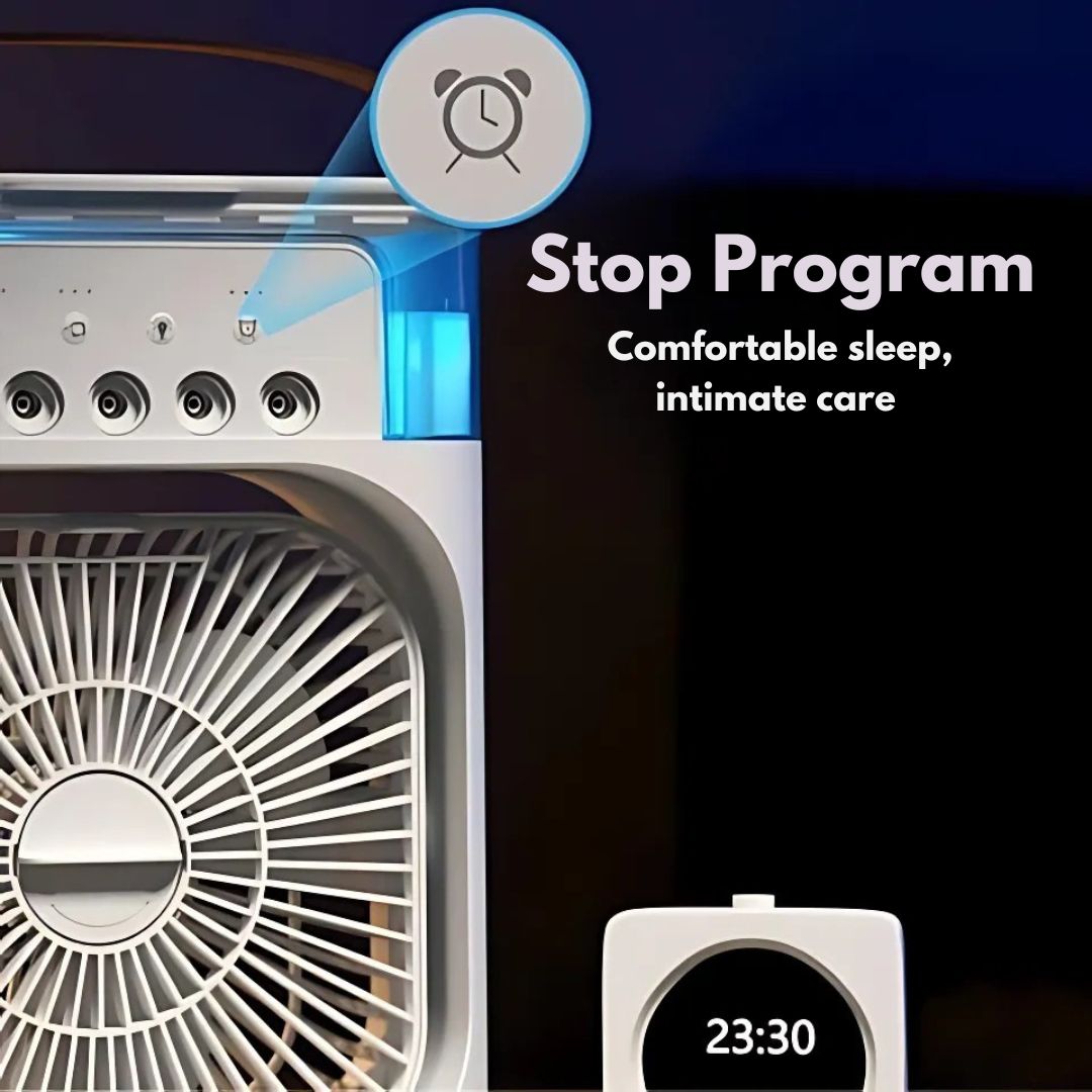 Enfriador de Aire 3 en 1, Humidificador y Purificador de Aire – Aire Acondicionado Portátil para Uso Interior con Luz LED