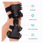 Rodillera médica de descarga OA | Ortesis de artrosis unicompartimental | Corrección de varo/valgo y control de ROM | Descarga medial y lateral | Ángulo de movimiento ajustable