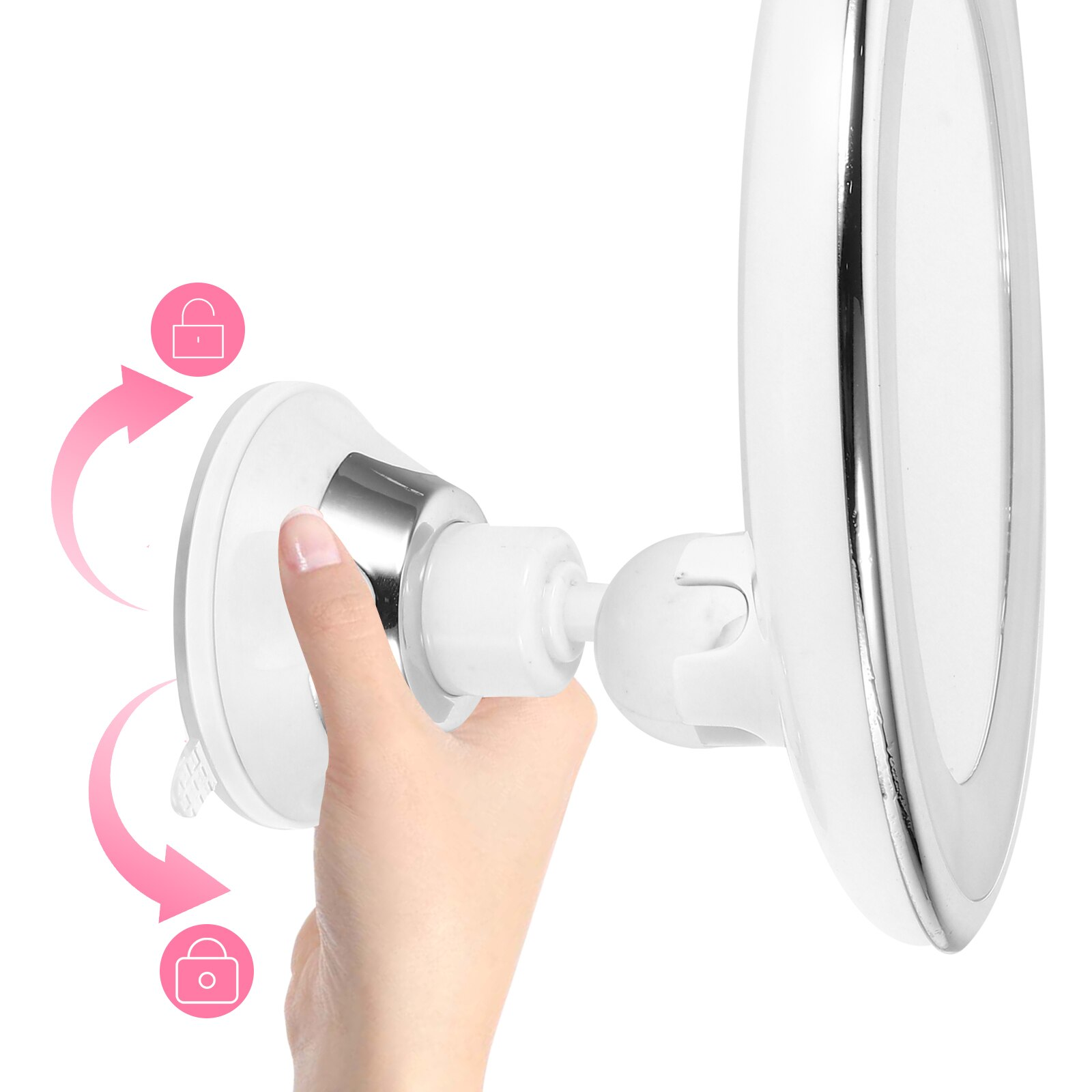 Espejo de maquillaje compacto con LED, 10 aumentos y rotación de 360°