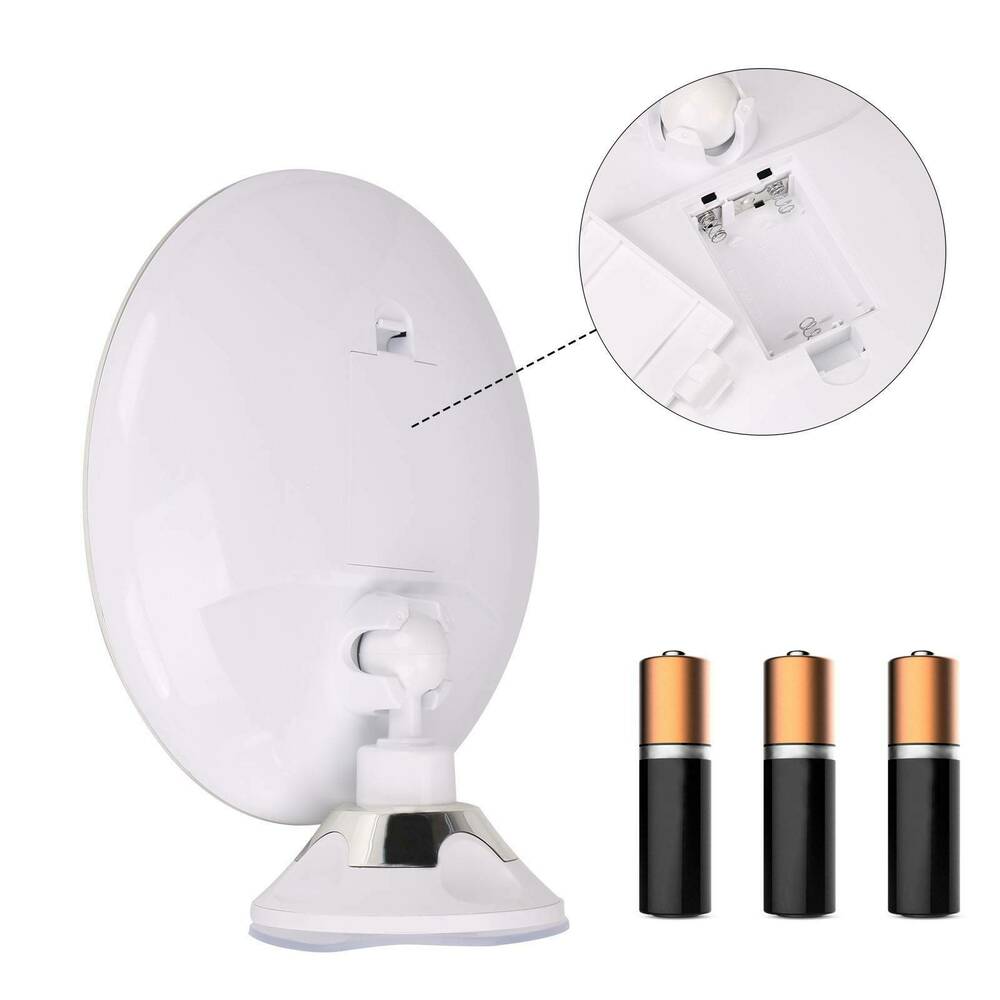 Espejo de maquillaje compacto con LED, 10 aumentos y rotación de 360°