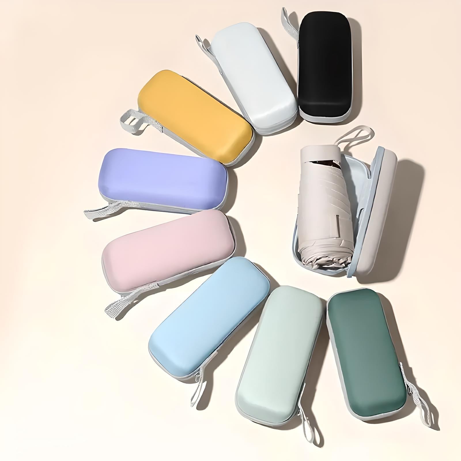 Paraguas de viaje compacto con funda impermeable – resistente al viento y ultraligero