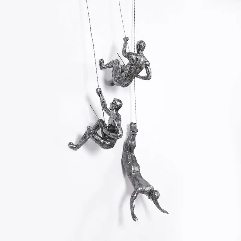 Conjunto de Esculturas de Pared Decorativas en Forma de Figuras Trepadoras para Decoración Moderna de Pared