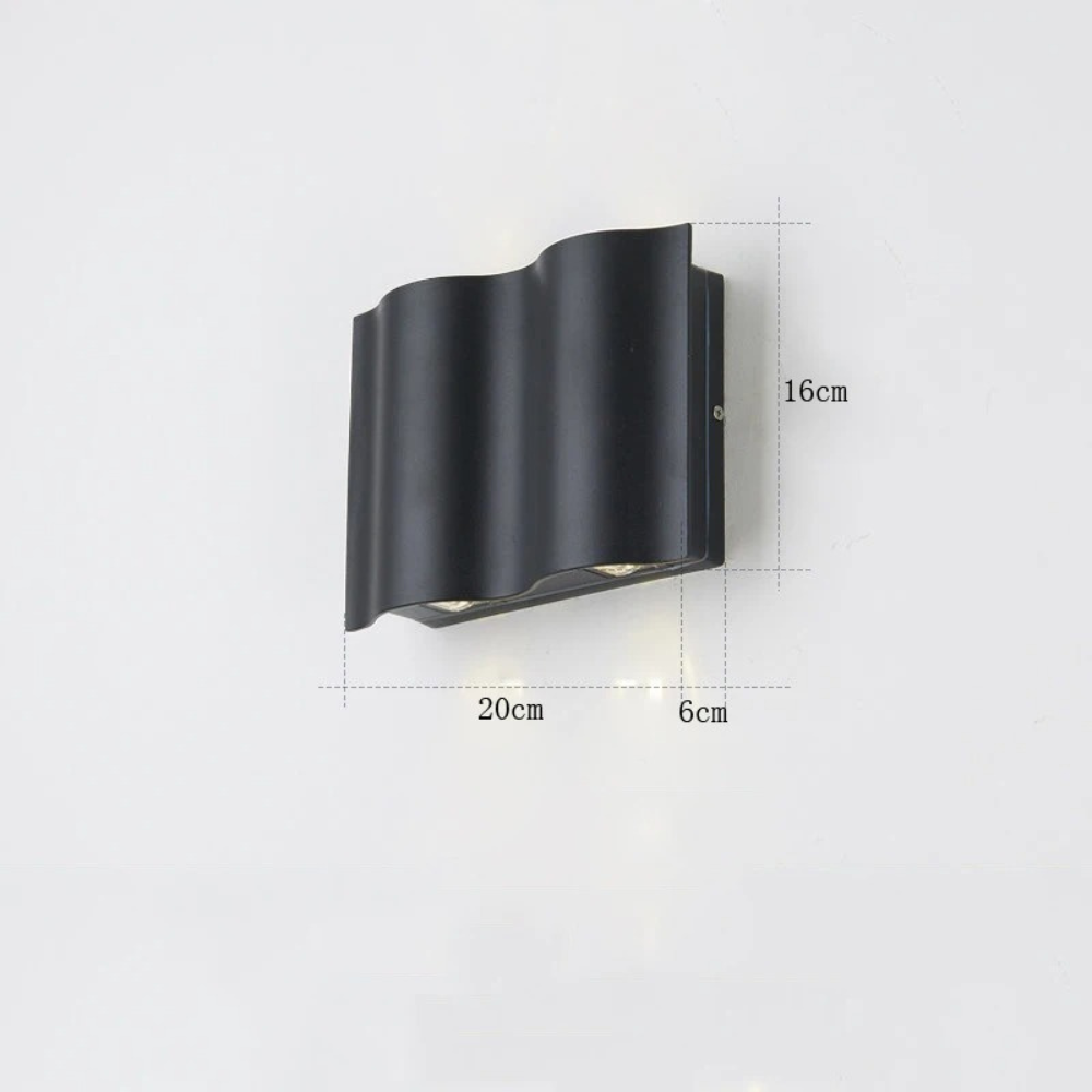NoirLume | Aplique de pared exterior moderno y elegante con diseño de ondas
