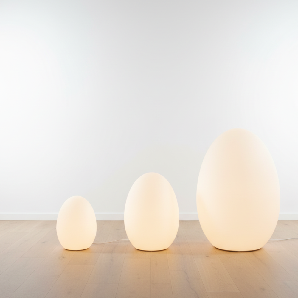 SolStone | Lámpara de Pie Escultural de Huevo Minimalista Moderna para Sala de Estar