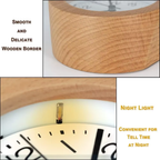 Reloj de Alarma Analógico de Madera Elegante con Movimiento de Cuarzo Silencioso