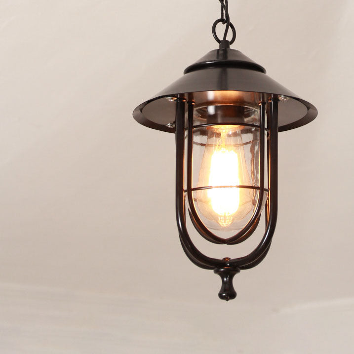 Lámpara colgante exterior industrial vintage de aluminio con cristal, 1 luz, a prueba de agua | Brehn