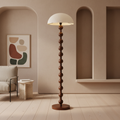 Lámpara de Pie de Perlas de Madera Elegante - Diseño Moderno con Pantalla de Papel de Arroz para Sala de Estar