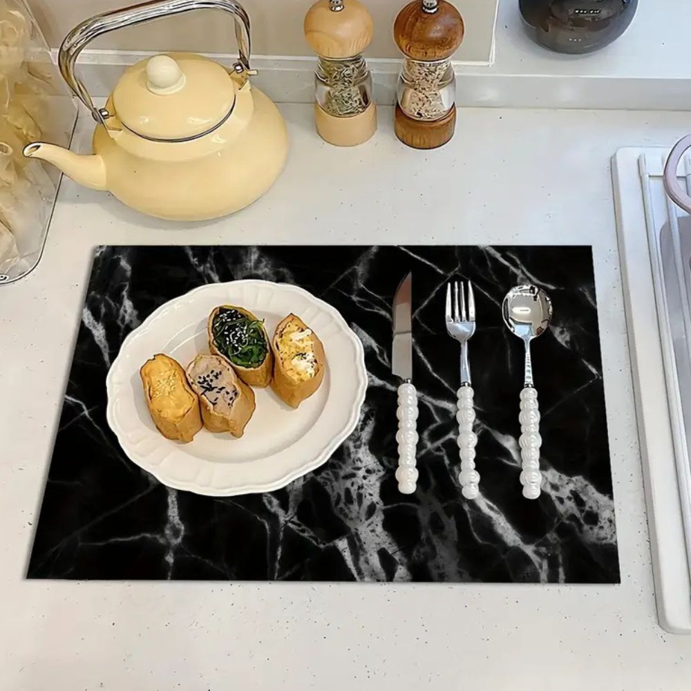 Alfombrilla para Secar Platos con Estampado de Mármol