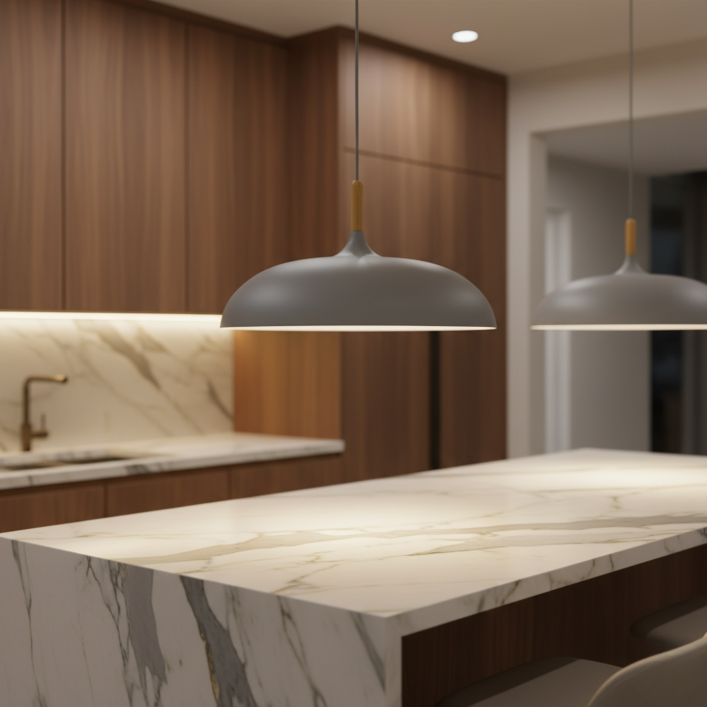 Lámpara Colgante Haft - Iluminación de Cocina Escandinava con Madera y Hierro