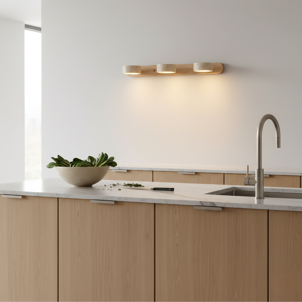 Aplique de Pared de Travertino Elegante con Focos Ajustables