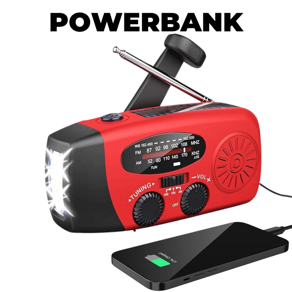 SurvivalWave™ – Radio de Emergencia con Panel Solar y Manivela | 50% DESCUENTO