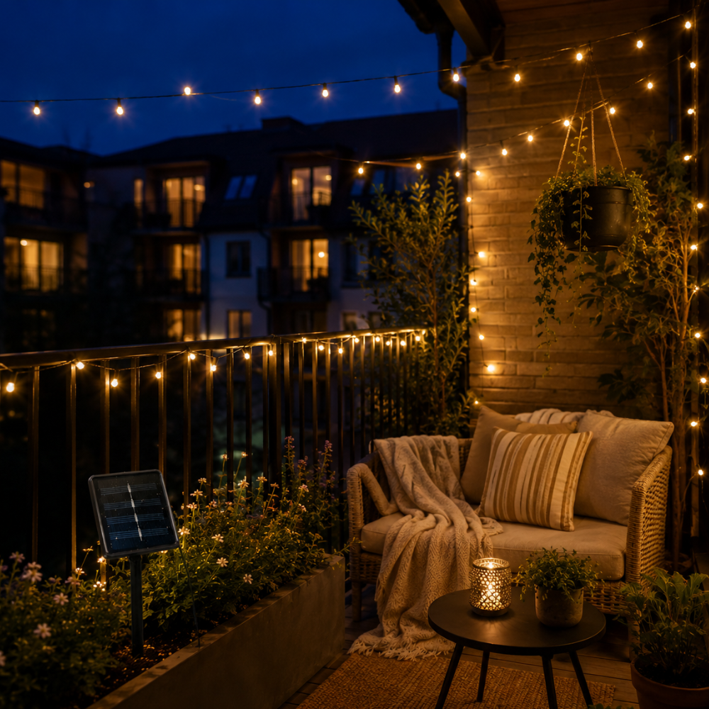 Luces de Cadena Solares para Exteriores - LED Blanco Cálido Resistente a la Intemperie para Decoración Exterior