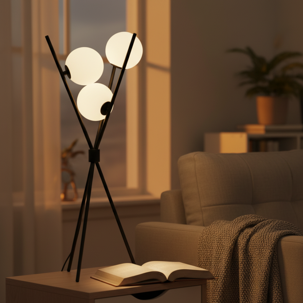 Linea Orbital | Lámpara de Mesa y Suelo LED Regulable con Diseño de Luna