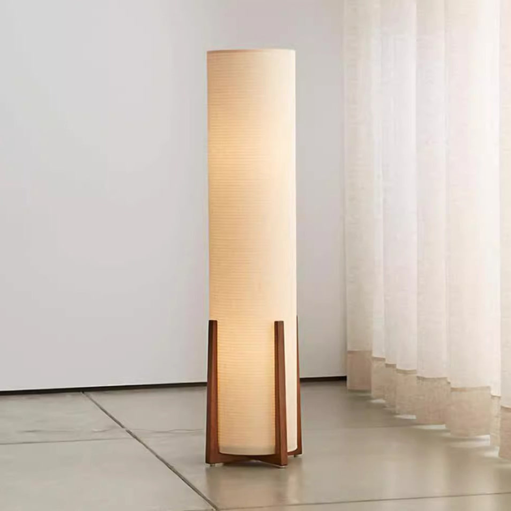 Hajime — Lámpara de Pie Tradicional Japonesa Elegante con Pantalla de Tela Blanca para Sala de Estar