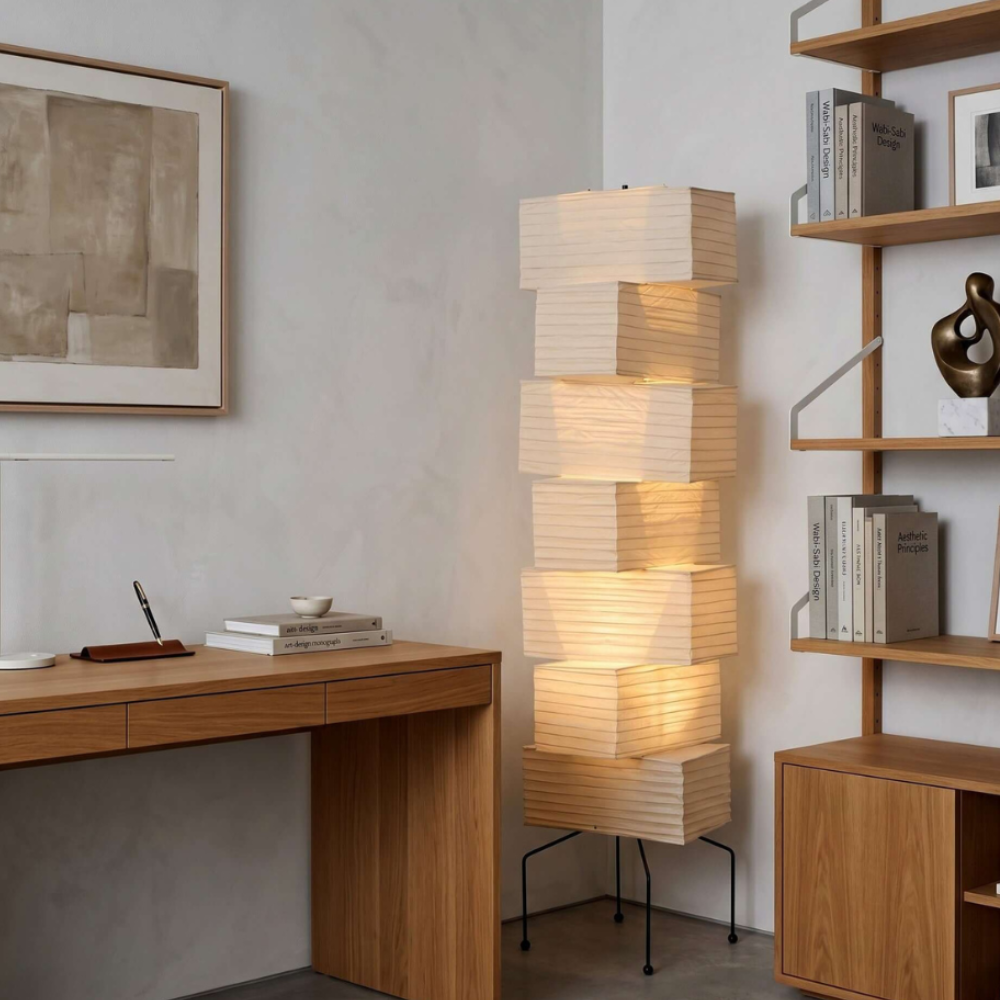 ZenithLight - Lámpara de Pie Moderna Minimalista de Papel de Arroz para Sala de Estar