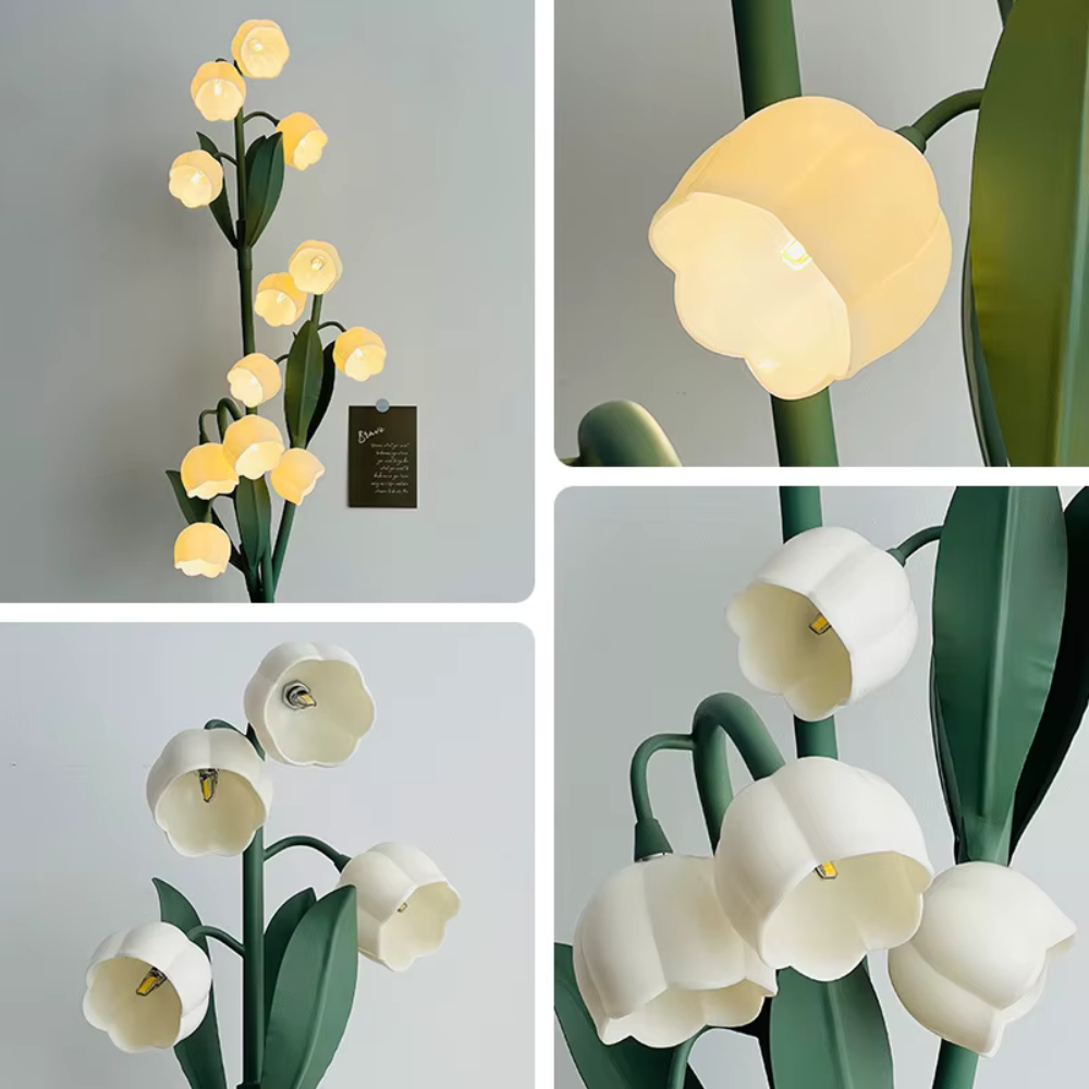 Sara Orchid - Lámpara de Pie Elegante con Sombrillas de Flores Blancas para Sala de Estar o Dormitorio