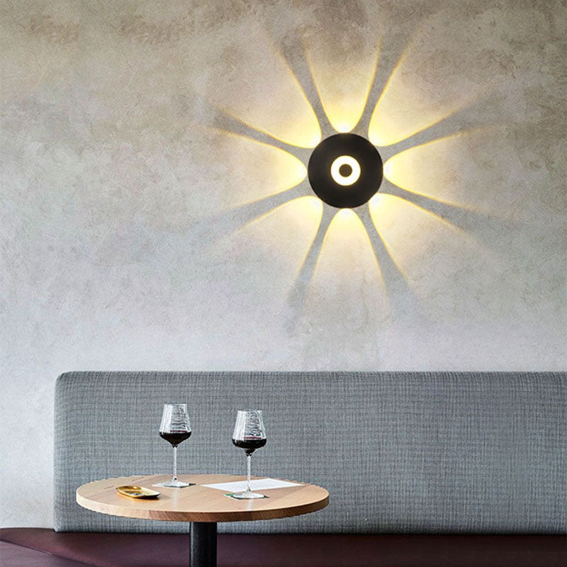 Lámpara de pared LED con pantalla redonda de aluminio escandinavo contemporáneo para patio exterior | Brehn