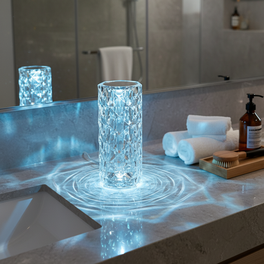 CrystalGlow | Lámpara de Mesa Inalámbrica con Control Táctil Dinámico y Opciones de Color
