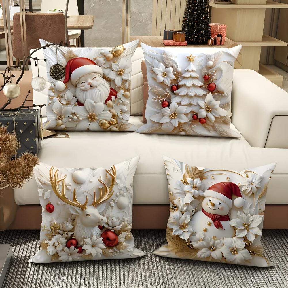 Fundas de Cojín de Terciopelo con Encanto Navideño | Set de 4