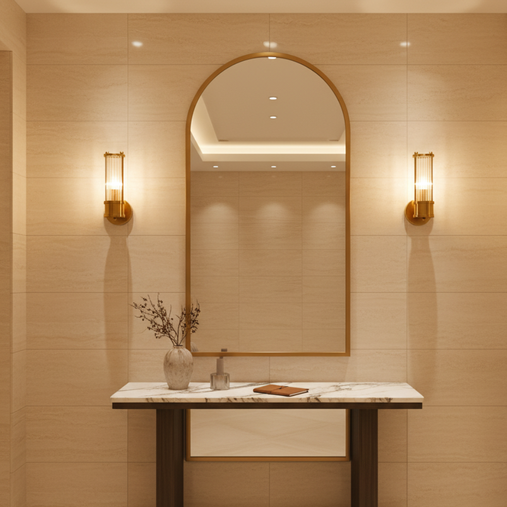 Luz de Pared de Baño Elegante en Oro - Aplique LED Moderno para Decoración de Baños Chic