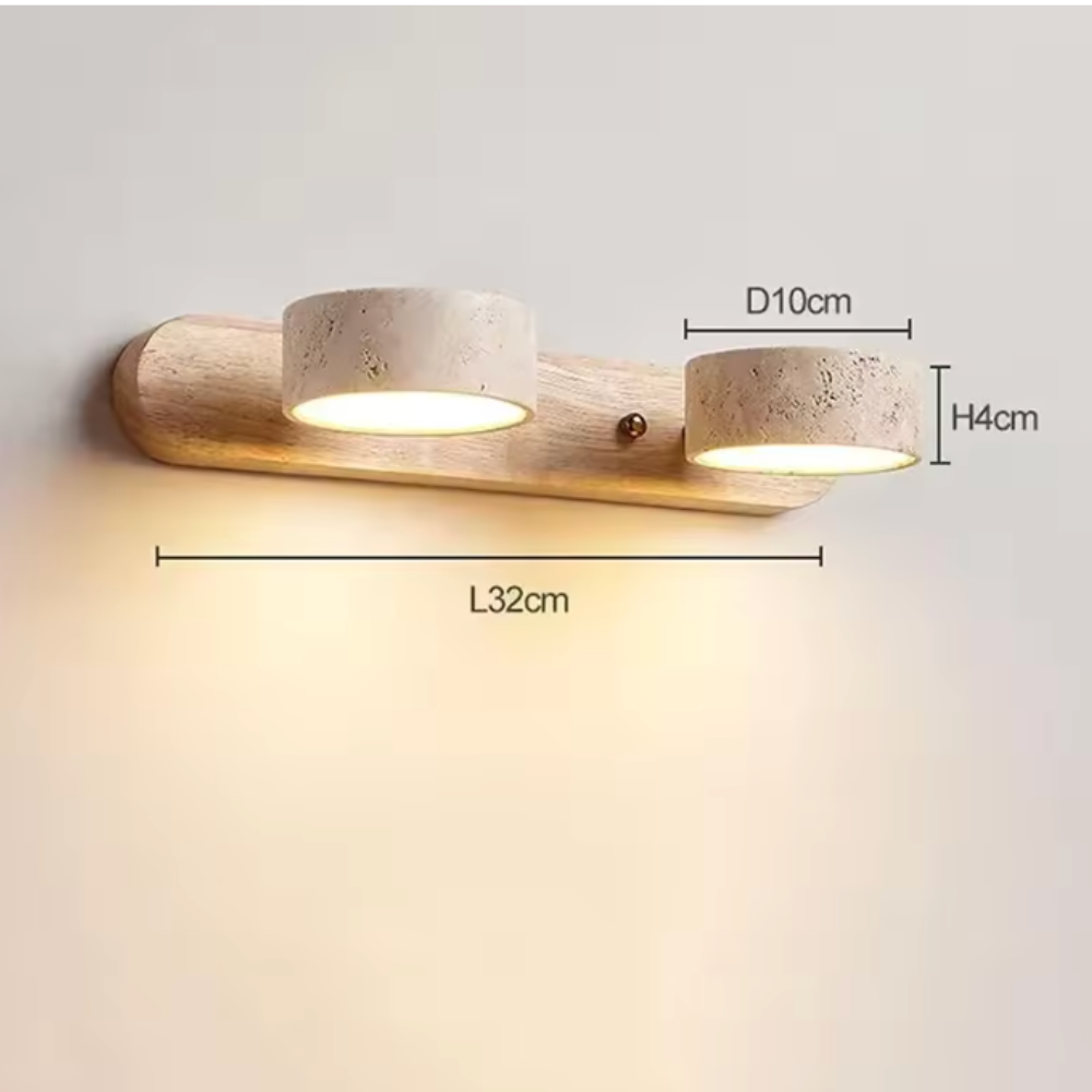 Aplique de Pared de Travertino Elegante con Focos Ajustables