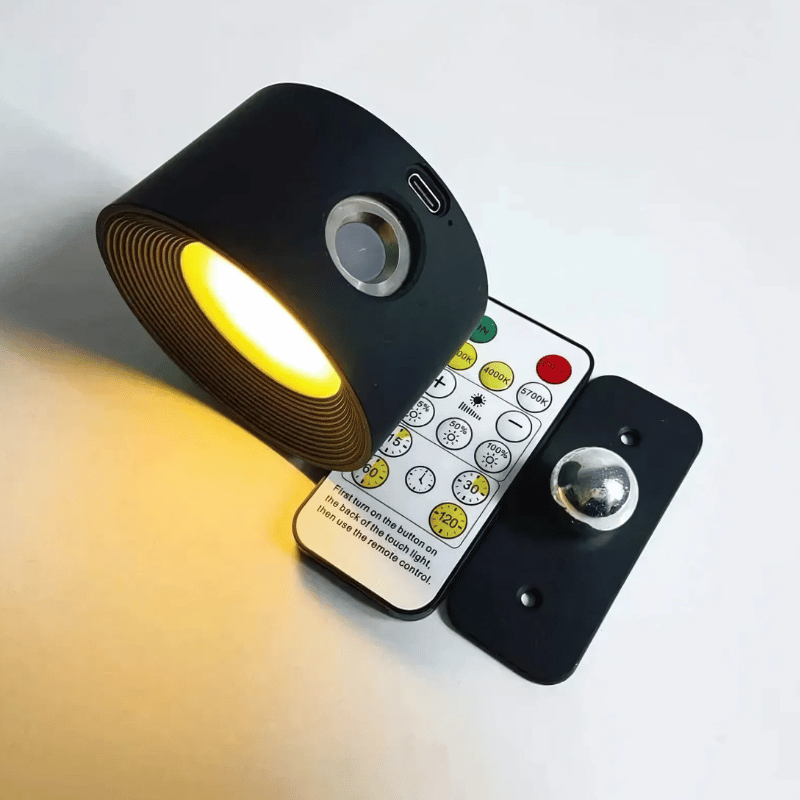Lámpara de pared LED inalámbrica con batería y rotación de 360°