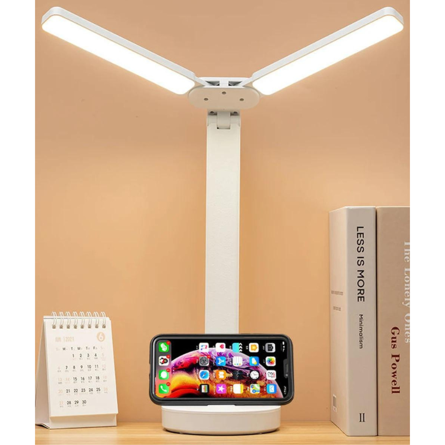 Lámpara de Lectura Ajustable - Recargable y Regulable con Mesa para Teléfono