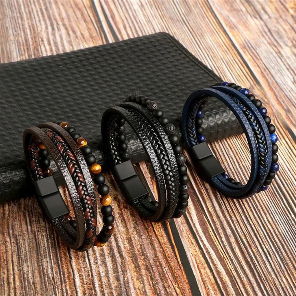 Pulsera de Cuero Ravi - Para un Look Rudo y Elegante