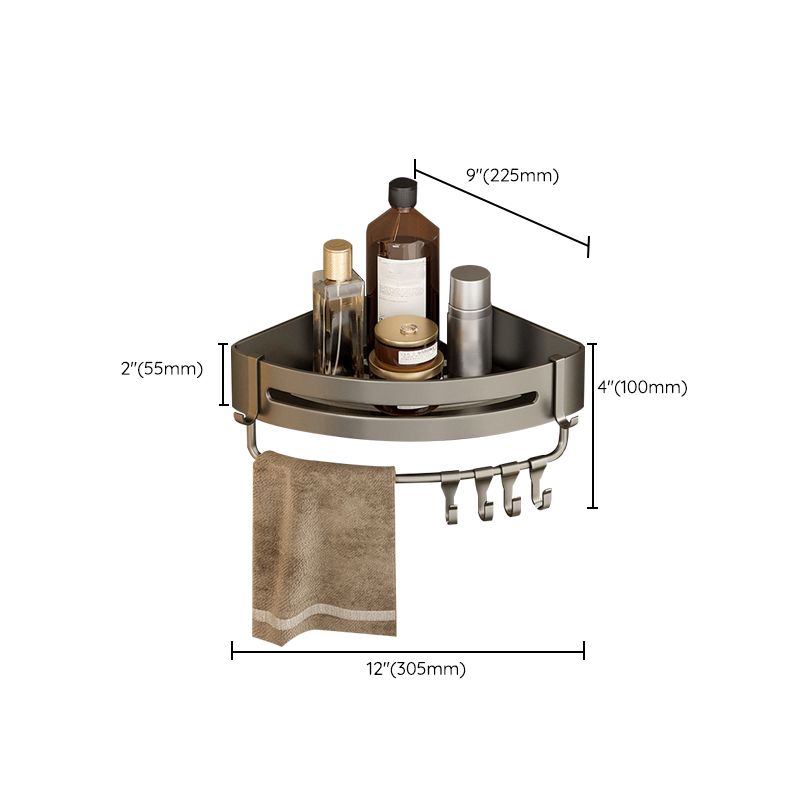 Conjunto de Accesorios de Baño de Aluminio Contemporáneo Estante de Baño Gris
