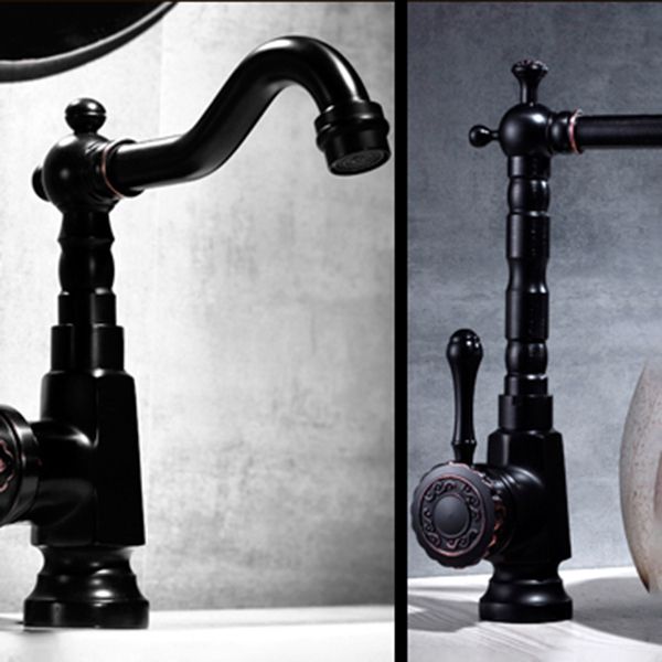 Lisslune | Grifo de lavabo estilo glamuroso con pico giratorio y manija de palanca