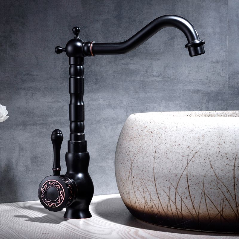 Lisslune | Grifo de lavabo estilo glamuroso con pico giratorio y manija de palanca