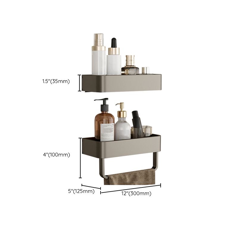 Conjunto de Accesorios de Baño de Aluminio Contemporáneo Estante de Baño Gris