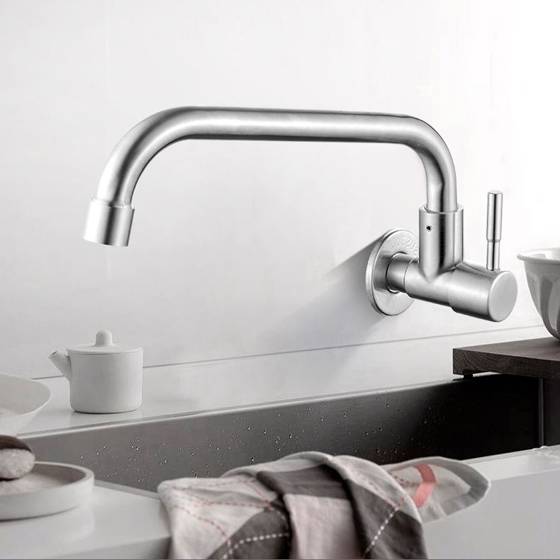 Grifo de Agua de Puente Moderno con Mango de Acero Inoxidable 304 y Pomo Giratorio Montado en la Pared