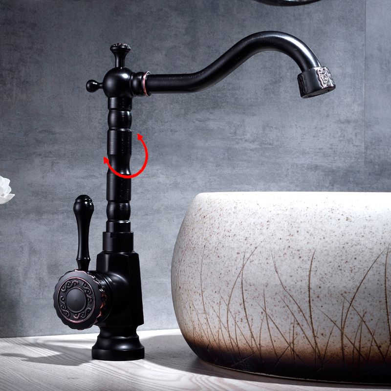 Lisslune | Grifo de lavabo estilo glamuroso con pico giratorio y manija de palanca