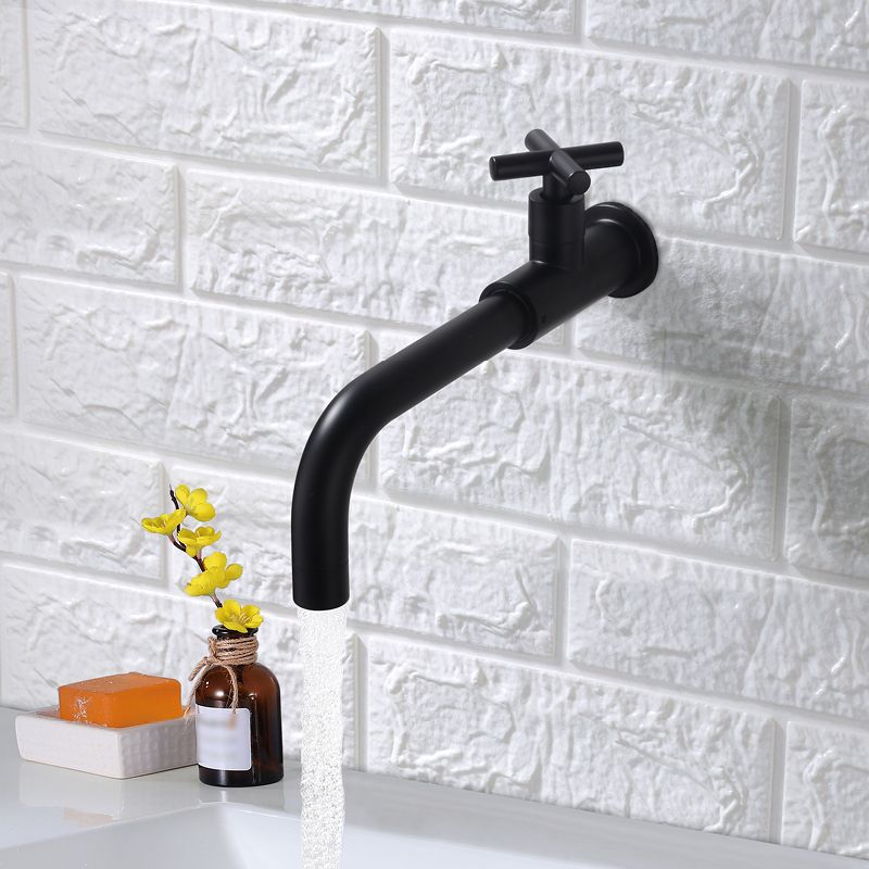 Grifo de baño contemporáneo montado en la pared con manijas cruzadas de acero inoxidable