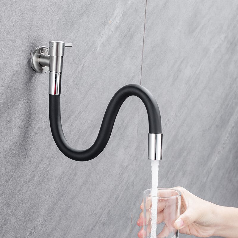 Grifo de baño contemporáneo montado en la pared con manijas de palanca de acero inoxidable