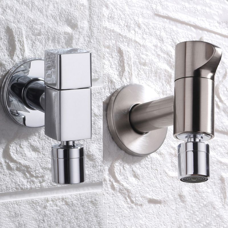 Grifo de baño contemporáneo montado en la pared con pomo de manija, grifo redondo de latón macizo