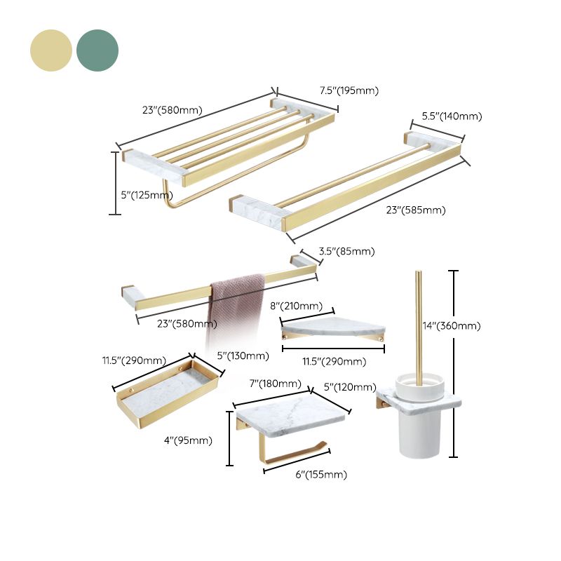 Juego de Accesorios de Baño en Latón Pulido Accesorios de Baño de Mármol