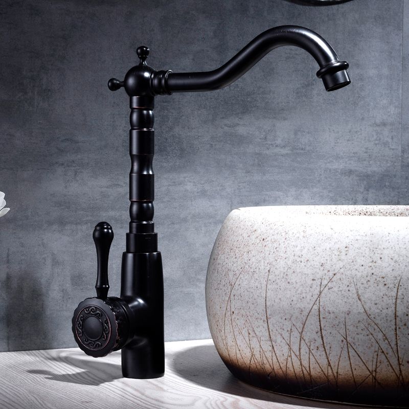 Lisslune | Grifo de lavabo estilo glamuroso con pico giratorio y manija de palanca