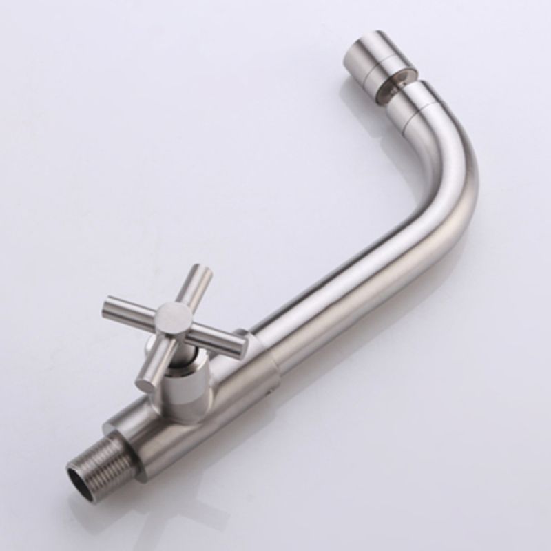 Grifo de baño contemporáneo montado en la pared con manijas cruzadas de acero inoxidable